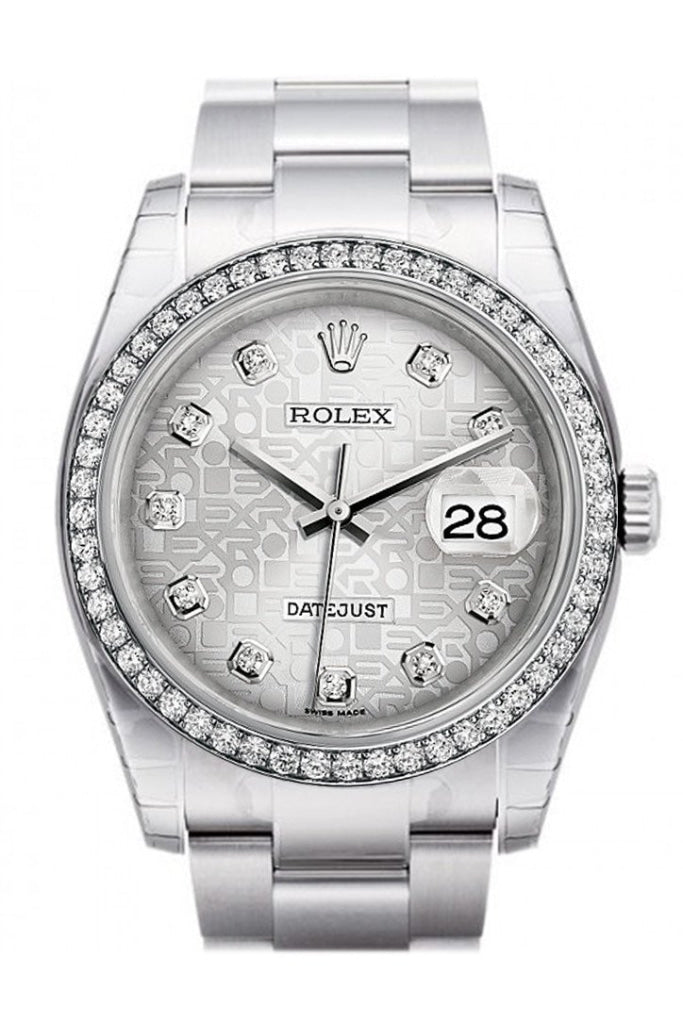 Rolex Datejust 36 Silver Jubilee design Diamonds Dial 18k White Gold Diamond Bezel Men's Watch 116244 Pre-owned