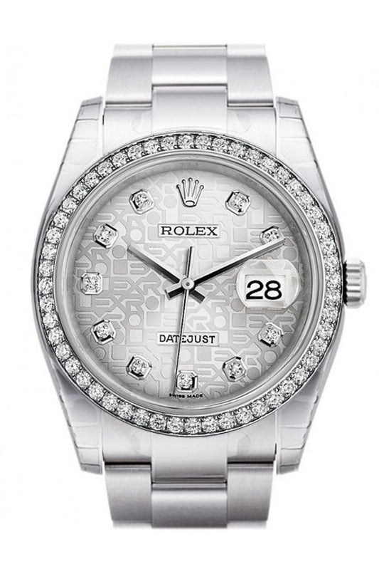 Rolex Datejust 36 Silver Jubilee design Diamonds Dial 18k White Gold Diamond Bezel Men's Watch 116244 Pre-owned