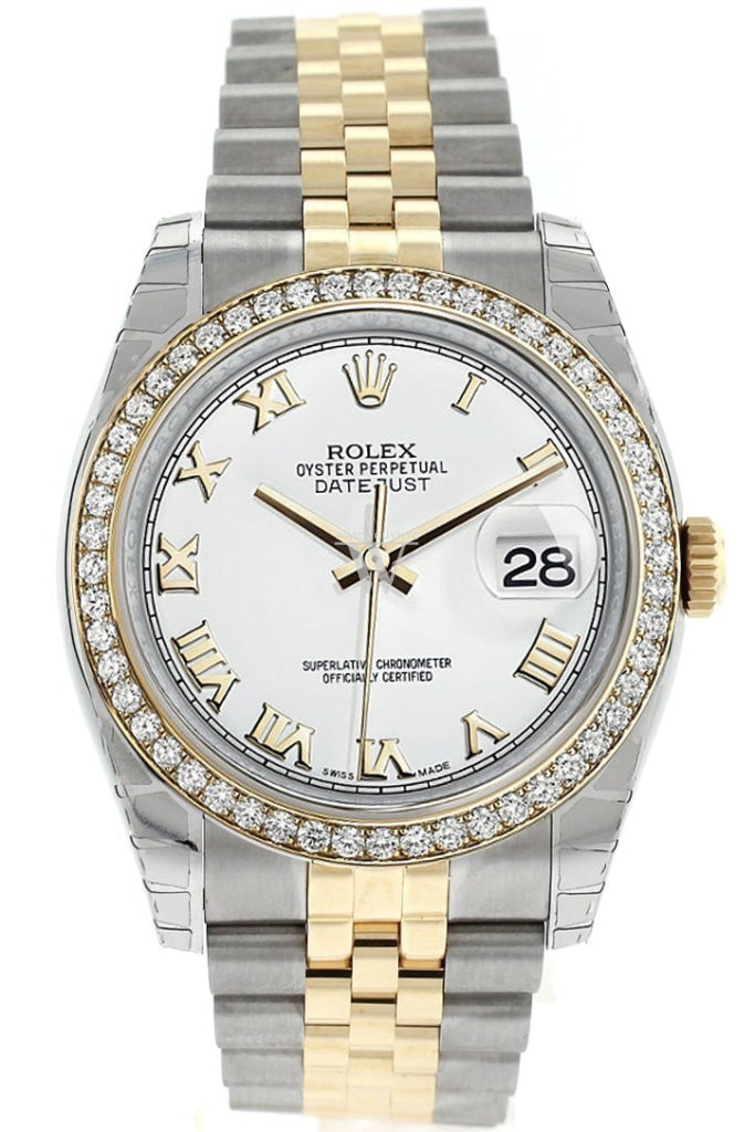 Rolex Datejust 36 White Roman Dial 18k White Gold Diamond Bezel Jubilee Ladies Watch 116243 Pre-owned