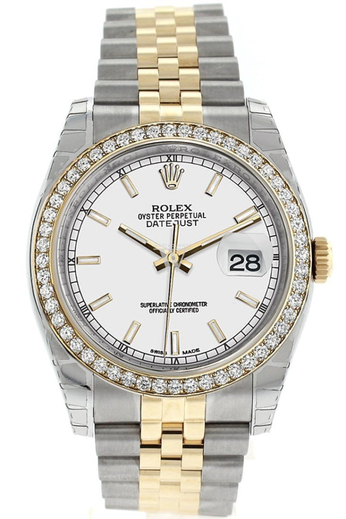 Rolex Datejust 36 White Dial 18k White Gold Diamond Bezel Jubilee Ladies Watch 116243 Pre-owned