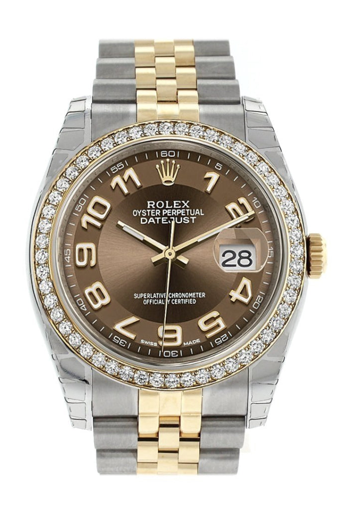 Rolex Datejust 36 Bronze Arab Dial 18k White Gold Diamond Bezel Jubilee Ladies Watch 116243 Pre-owned