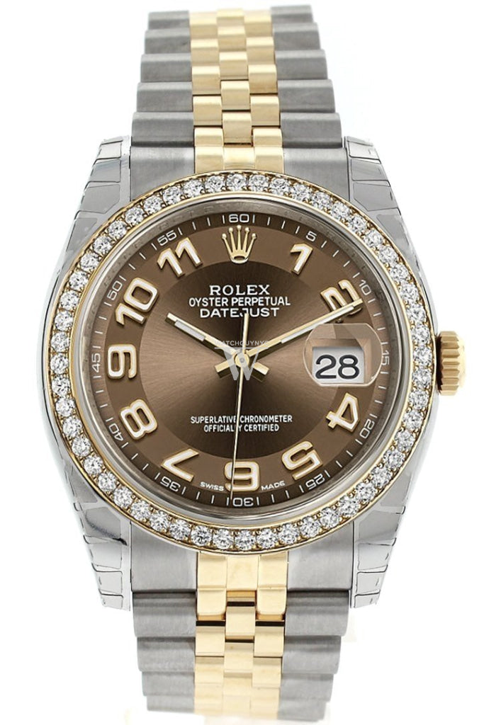 Rolex Datejust 36 Bronze Arab Dial 18k White Gold Diamond Bezel Jubilee Ladies Watch 116243 Pre-owned