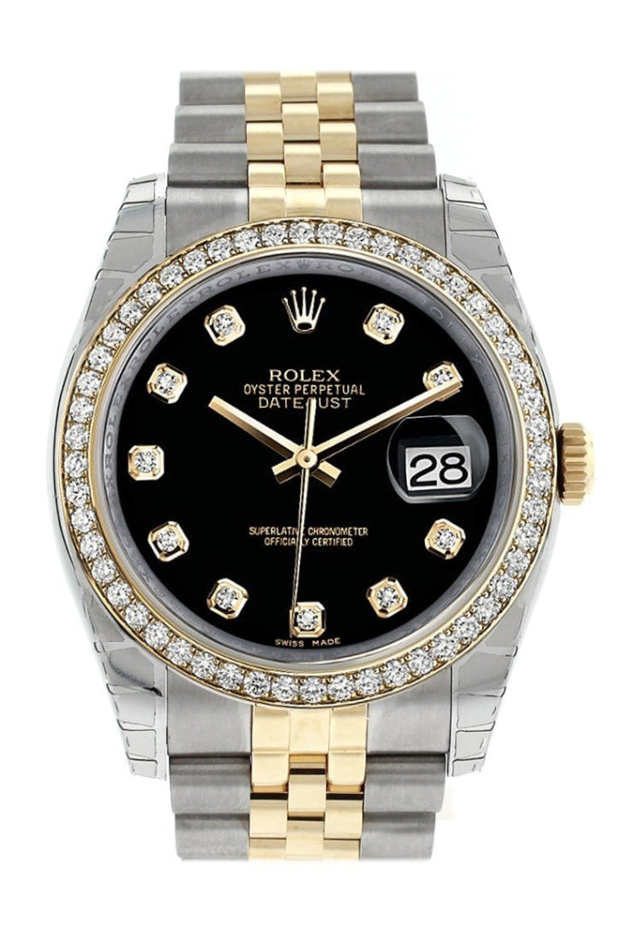 Rolex Datejust 36 Black diamonds Dial 18k White Gold Diamond Bezel Jubilee Ladies Watch 116243 Pre-owned