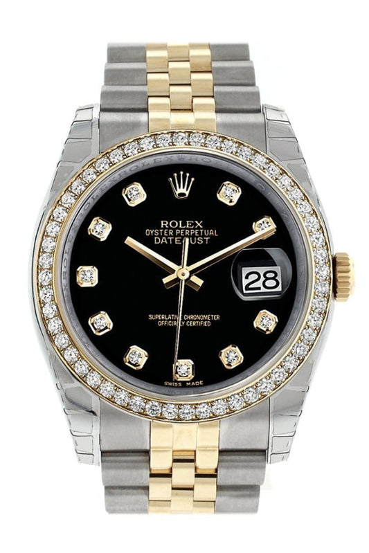 Rolex Datejust 36 Black diamonds Dial 18k White Gold Diamond Bezel Jubilee Ladies Watch 116243 Pre-owned