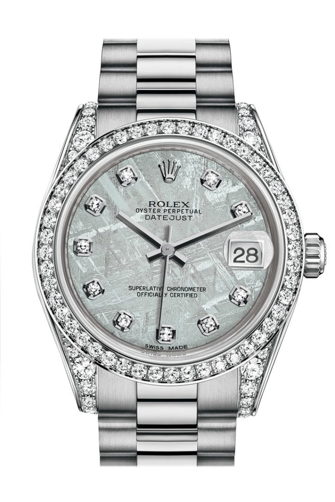Rolex Datejust 31 Meteorite Diamond Dial Diamond Bezel Lug 18K White Gold President Ladies Watch 178159 Pre-owned