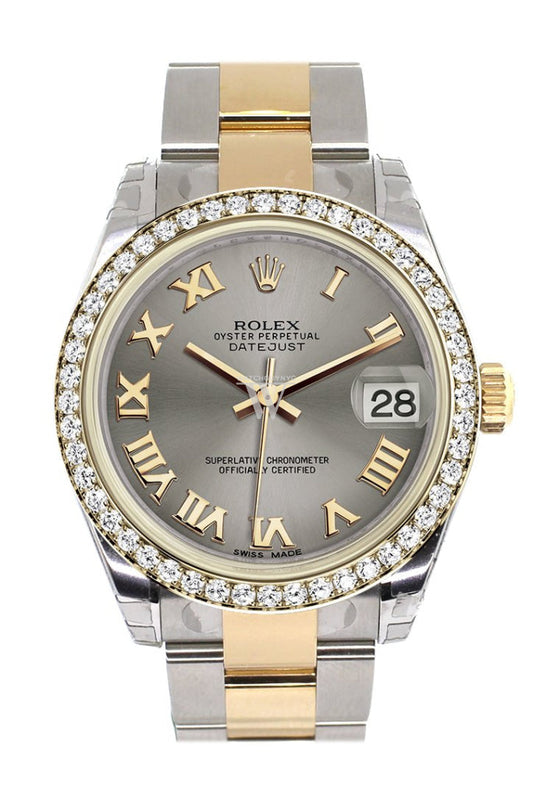 Rolex Datejust 31 Steel Roman Dial Diamond Bezel Yellow Gold Two Tone Watch 178383 Pre-owned