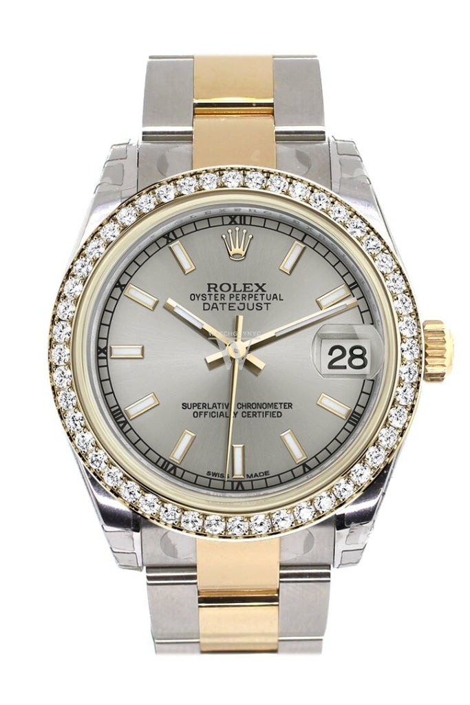 Rolex Datejust 31 Silver Dial Diamond Bezel Yellow Gold Two Tone Watch 178383 Pre-owned