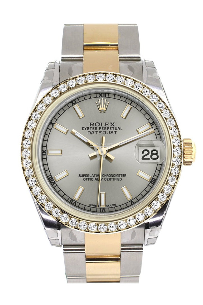 Rolex Datejust 31 Silver Dial Diamond Bezel Yellow Gold Two Tone Watch 178383 Pre-owned