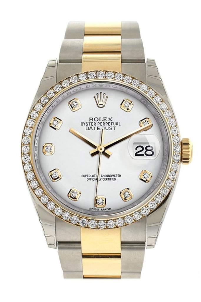 Rolex Datejust 36 White diamonds Dial 18k White Gold Diamond Bezel Ladies Watch 116243 Pre-owned
