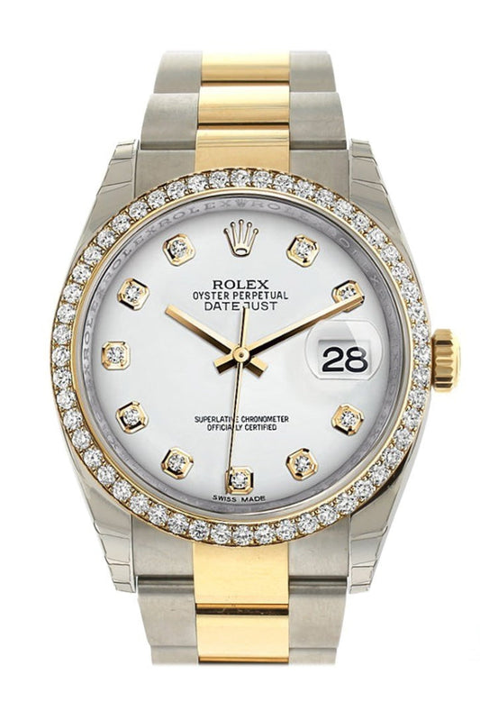 Rolex Datejust 36 White diamonds Dial 18k White Gold Diamond Bezel Ladies Watch 116243 Pre-owned