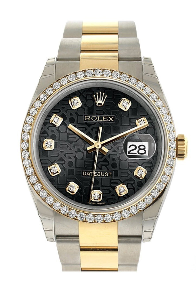 Rolex Datejust 36 Black Jubilee design diamonds Dial 18k White Gold Diamond Bezel Ladies Watch 116243 Pre-owned