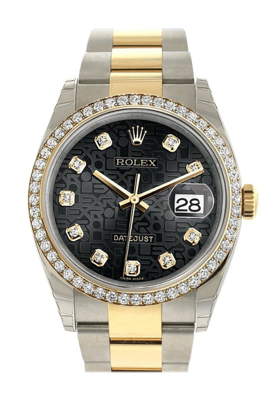 Rolex Datejust 36 Black Jubilee design diamonds Dial 18k White Gold Diamond Bezel Ladies Watch 116243 Pre-owned