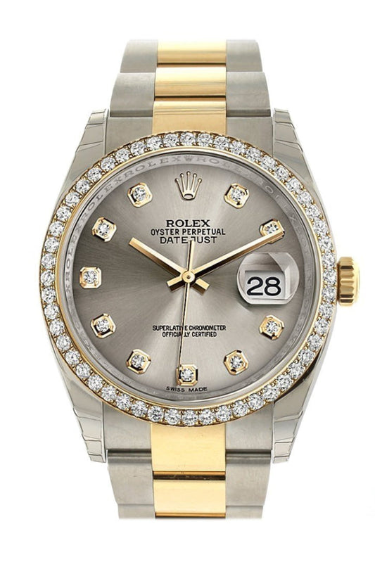 Rolex Datejust 36 Steel diamonds Dial 18k White Gold Diamond Bezel Ladies Watch 116243 Pre-owned