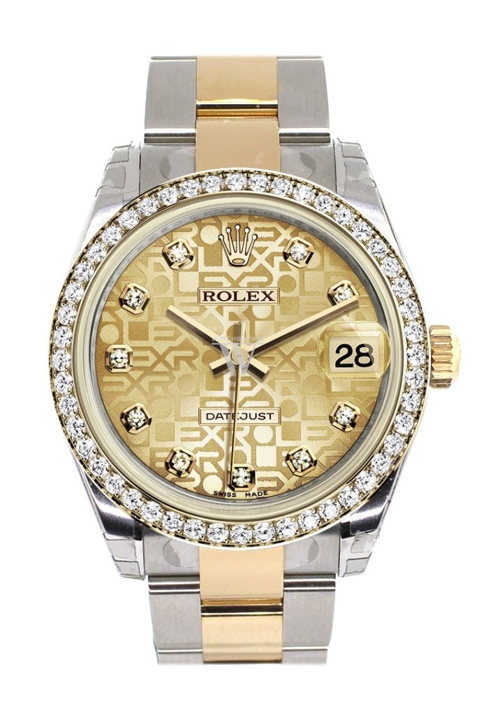 Rolex Datejust 31 Champagne Jubilee design Diamond Dial Diamond Bezel Yellow Gold Two Tone Watch 178383 Pre-owned