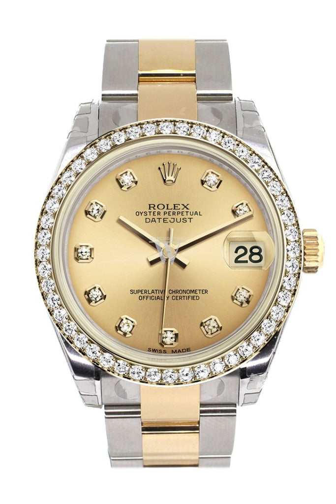 Rolex Datejust 31 Champagne Jubliee Diamond Dial Diamond Bezel Yellow Gold Two Tone Watch 178383 Pre-owned