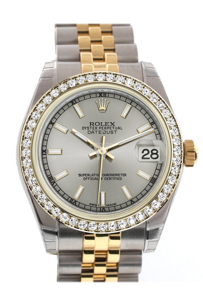 Rolex Datejust 31 Silver Dial Diamond Bezel Jubilee Yellow Gold Two Tone Watch 178383 Pre-owned