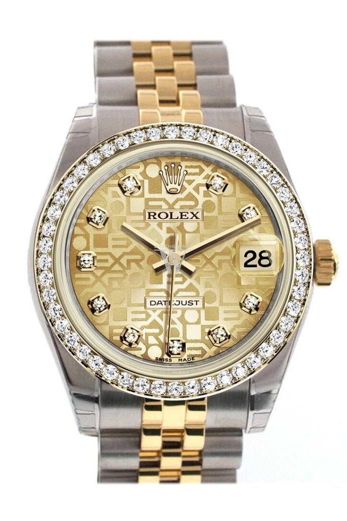 Rolex Datejust 31 Champagne Jubilee design Diamond Dial Diamond Bezel Jubilee Yellow Gold Two Tone Watch 178383 Pre-owned
