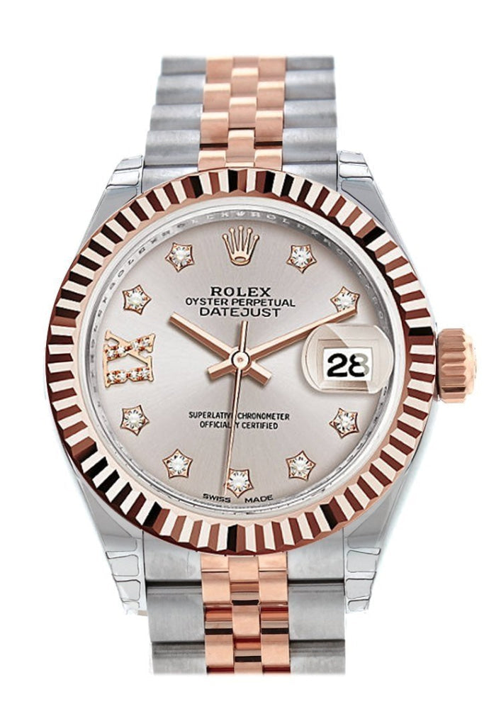 Rolex Datejust 28 Sundust 9 diamonds set in star Fluted Bezel Dial Jubilee Ladies Watch 279171 NP