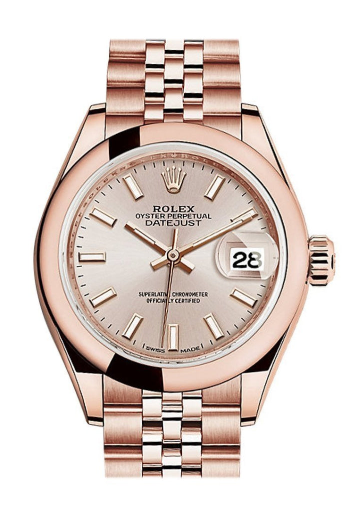 Rolex Datejust 28 Sundust Dial Rose Gold Jubilee Ladies Watch 279165 NP