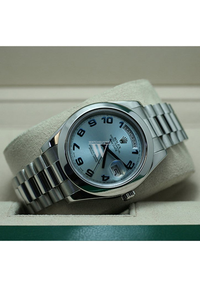 Rolex Day Date II 41 Ice Blue Arab Dial Platinum President Automatic Men's Watch 218206