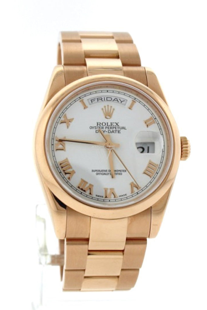 Rolex Day-Date 36 18 ct Everose Gold Watch 118205 Pre-Owned