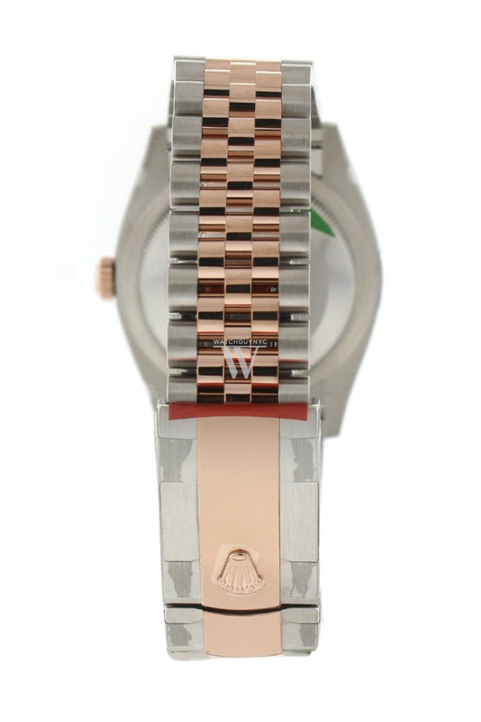 Rolex Datejust 36 White Mother-of-Pearl Set with Diamonds Dial Fluted Rose Gold Two Tone Jubilee Watch 126231 NP