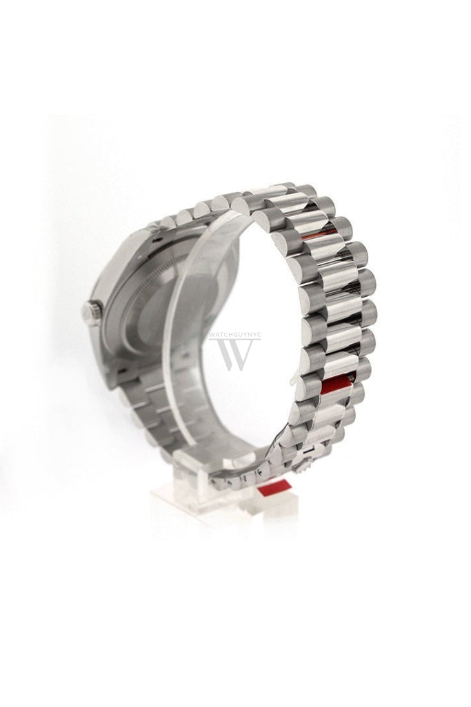 Rolex Day-Date 40 Ice blue Diagonal Motif Dial Dome Bezel Platinum President Men's Watch 228206 DC