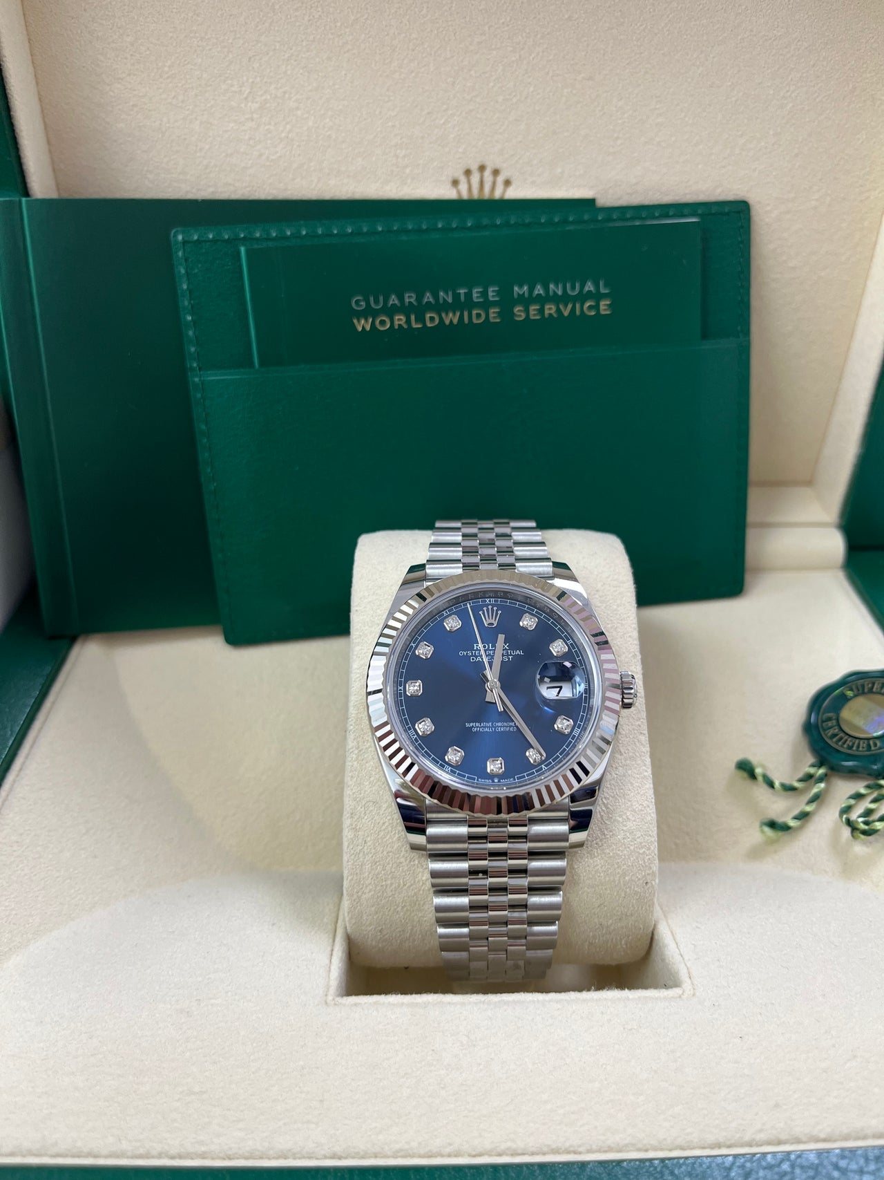 Rolex Datejust 41 Blue Diamond Dial Men’s Watch 126334 – White Gold & Steel